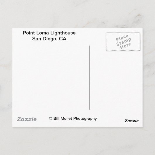 カリフォルニア州サンディエゴのポイントロマライトハウス ポストカード (裏面)