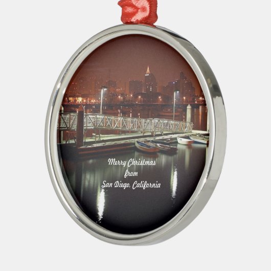 カリフォルニア州サンディエゴのメリークリスマス メタルオーナメント (左)