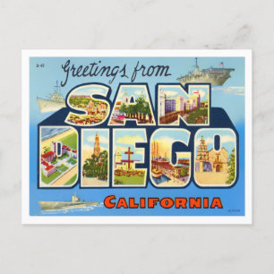 カリフォルニア州サンディエゴヴィンテージビッグ・レター ポストカード