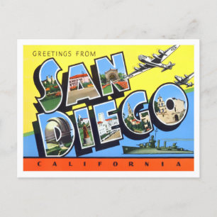 カリフォルニア州サンディエゴヴィンテージビッグ・レター ポストカード