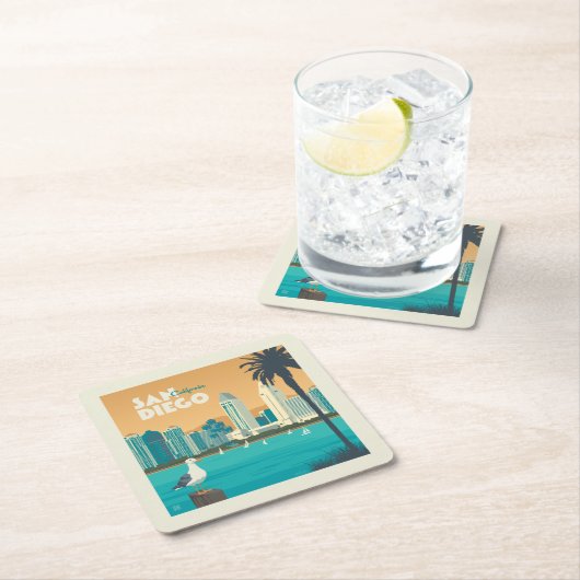 カリフォルニア州サンディエゴ スクエアペーパーコースター (インサイチュ)