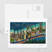 カリフォルニア州サンディエゴ – ラージレターシーン2 ポストカード (正面/裏面)