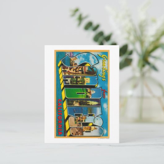 カリフォルニア州サンディエゴ – ラージ・レター・シーン ポストカード (スタンド正面)