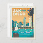 カリフォルニア州サンディエゴ | 引っ越しました! インビテーションポストカード (正面/裏面)