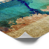 カリフォルニア州サンディエゴ |水彩都市スカイライン ポスター (角)