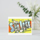 カリフォルニア州サンノゼからのヴィンテージ挨拶 ポストカード (スタンド正面)