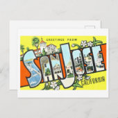 カリフォルニア州サンノゼからのヴィンテージ挨拶 ポストカード (正面/裏面)