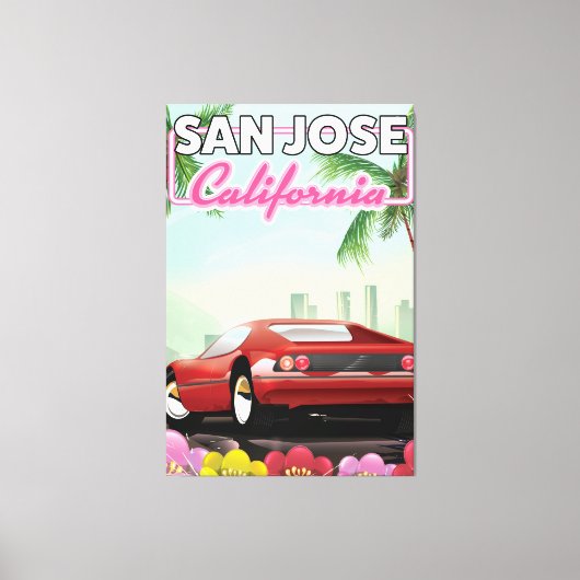 カリフォルニア州サンノゼの旅行ポスター キャンバスプリント (正面)