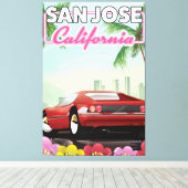 カリフォルニア州サンノゼの旅行ポスター キャンバスプリント (インサイチュ (ウッドフロア))