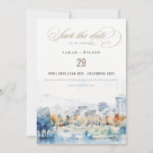 カリフォルニア州サンノゼ水彩写真結婚ズ セーブザデート (正面)