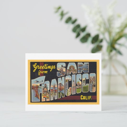 カリフォルニア州サンフランシスコからのヴィンテージの挨拶 ポストカード (スタンド正面)