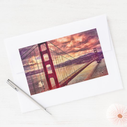 カリフォルニア州サンフランシスコのゴールデンゲートブリッジ。 長方形シール (封筒)