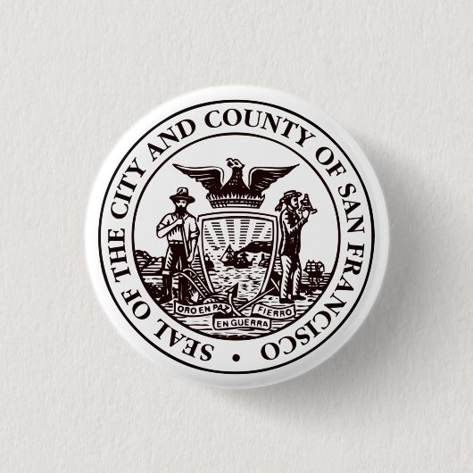カリフォルニア州サンフランシスコのシール 缶バッジ (正面)