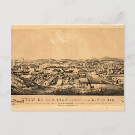 カリフォルニア州サンフランシスコのビュー（1850年） ポストカード (正面)