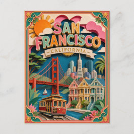 カリフォルニア州サンフランシスコのペーパーアート ポストカード