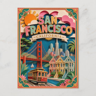カリフォルニア州サンフランシスコのペーパーアート ポストカード