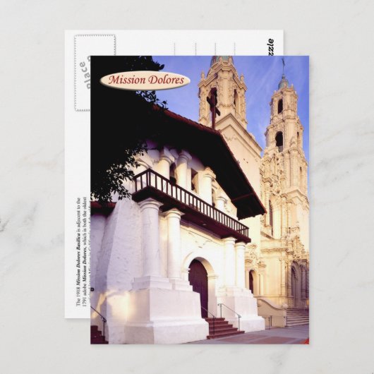カリフォルニア州サンフランシスコのミッション・ドロレス ポストカード (正面/裏面)