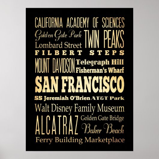 カリフォルニア州サンフランシスコの観光スポットと名所 ポスター (正面)