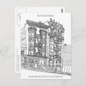 カリフォルニア州サンフランシスコ |サッタ通りスケッチ ポストカード (正面/裏面)