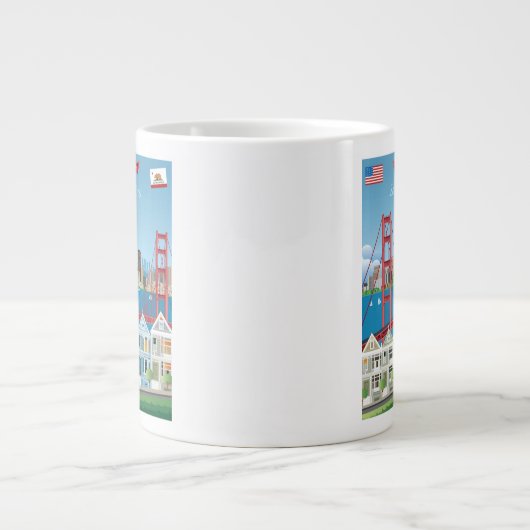 カリフォルニア州サンフランシスコ|ザシティバイザベイ ジャンボコーヒーマグカップ (正面)