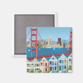 カリフォルニア州サンフランシスコ |湾のそばの街 マグネット (正面/裏面)