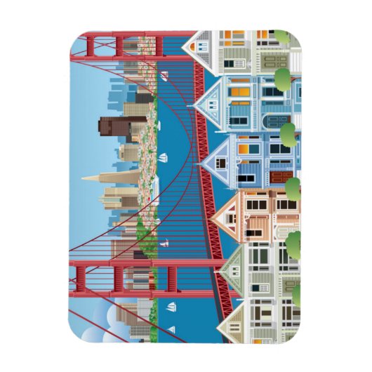 カリフォルニア州サンフランシスコ |湾のそばの街 マグネット (縦)