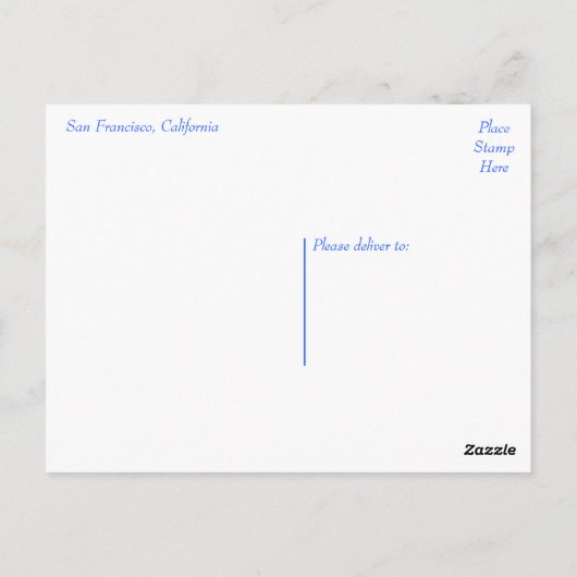 カリフォルニア州サンフランシ色彩の鮮やかスコスカイライン ポストカード (裏面)