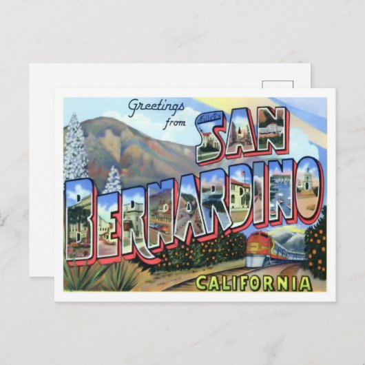 カリフォルニア州サンベルナルディーノヴィンテージビッグレター ポストカード (正面/裏面)