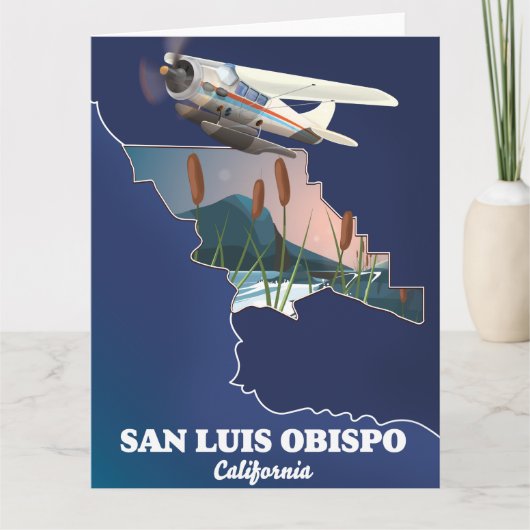 カリフォルニア州サンルイスオビスポの地図 ポストカード (正面)