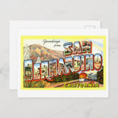 カリフォルニア州サン・ベルナルディーノからのヴィンテージ挨拶 ポストカード (正面/裏面)