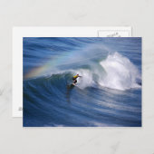 カリフォルニア州サーファー葉書の上に虹 ポストカード (正面/裏面)