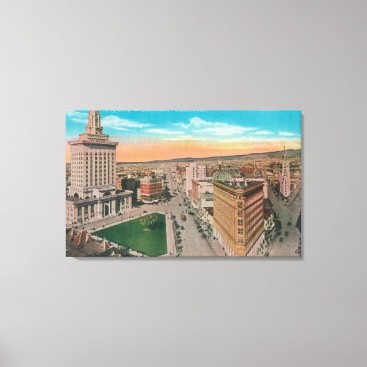 カリフォルニア州シティオークランドの空中表示 キャンバスプリント (正面)