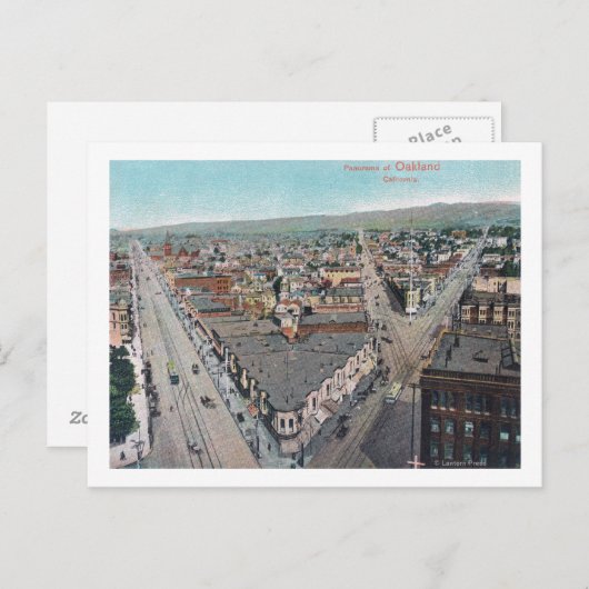 カリフォルニア州シティオークランドの空中表示 ポストカード (正面/裏面)
