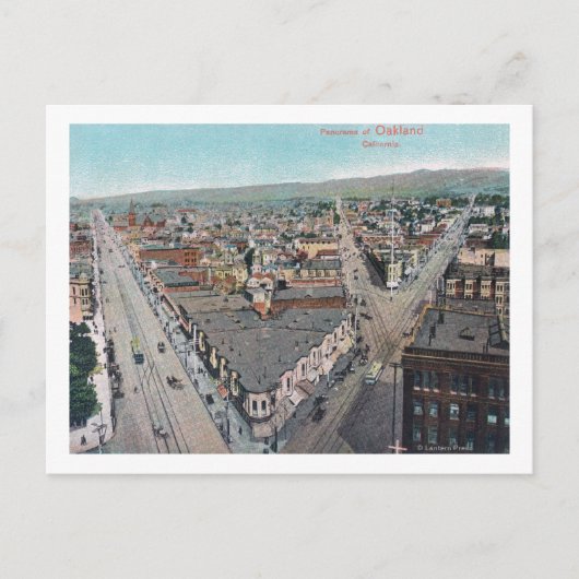 カリフォルニア州シティオークランドの空中表示 ポストカード (正面)