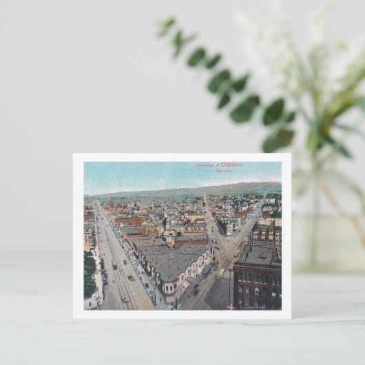 カリフォルニア州シティオークランドの空中表示 ポストカード (スタンド正面)