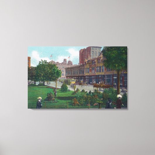 カリフォルニア州シティホールパークオークランドの景色 キャンバスプリント (正面)