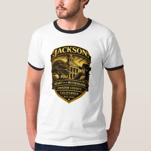 カリフォルニア州ジャクソン - 歴史的なクレストデザイン Tシャツ (正面)