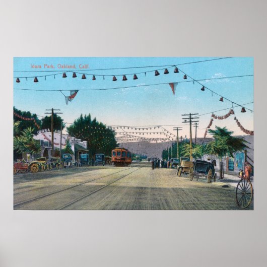 カリフォルニア州ストリートオークランドからアイドラパークの景色 ポスター (正面)