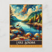 カリフォルニア州ソノマ湖 | ビンテージ風の絵画 ポストカード (正面)
