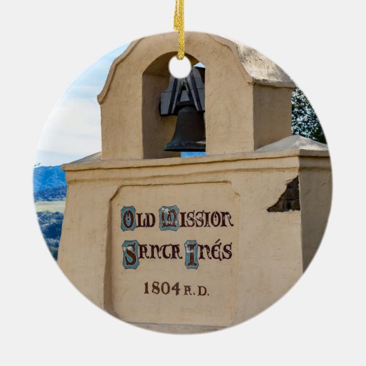 カリフォルニア州ソルバンの旧ミッション・サンタイン セラミックオーナメント (裏面)