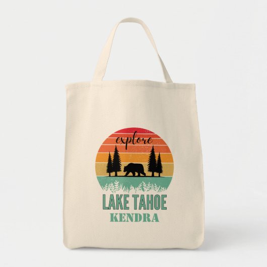 カリフォルニア州タホ湖のレトロなクマのオリジナルグッズ トートバッグ (正面)