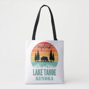 カリフォルニア州タホ湖のレトロなクマのオリジナルデザイン トートバッグ