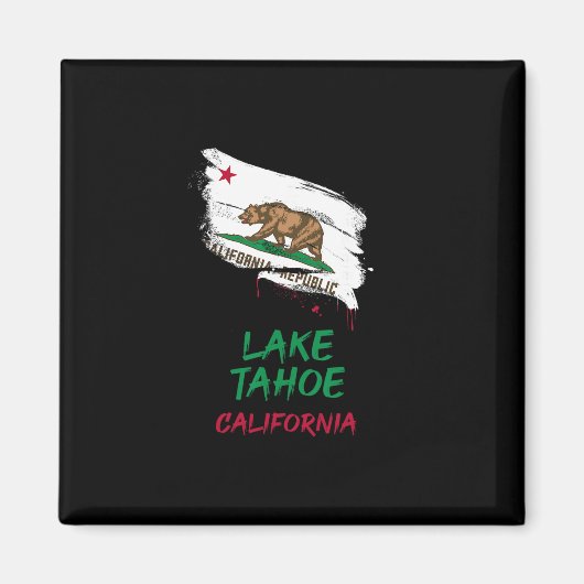 カリフォルニア州タホ湖ペイントスプラッタフラグ休暇 マグネット (正面)