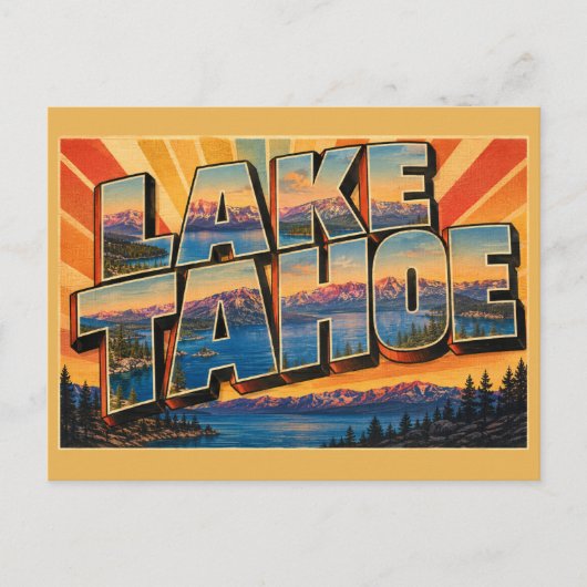 カリフォルニア州タホ湖 アルパイン湖 山岳アート ポストカード (正面)