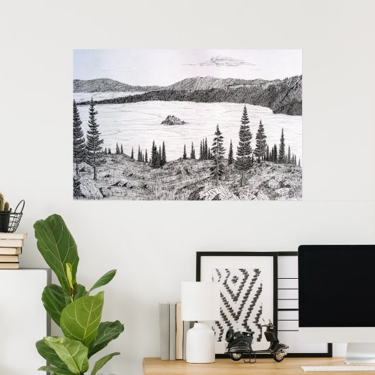 カリフォルニア州タホ湖、ファンネット島とエメラルド湾 ポスター (ホームオフィス)