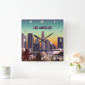 カリフォルニア州ダウンタウンロサンゼルス スクエア壁時計 (ホーム)