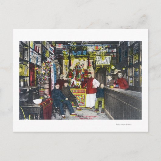 カリフォルニア州チャイナタウン・シーンハンフォード ポストカード (正面)