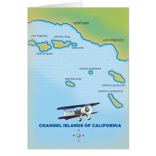 カリフォルニア州チャンネル諸島の地図 (正面)