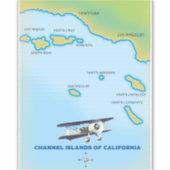 カリフォルニア州チャンネル諸島の地図 シール (正面)