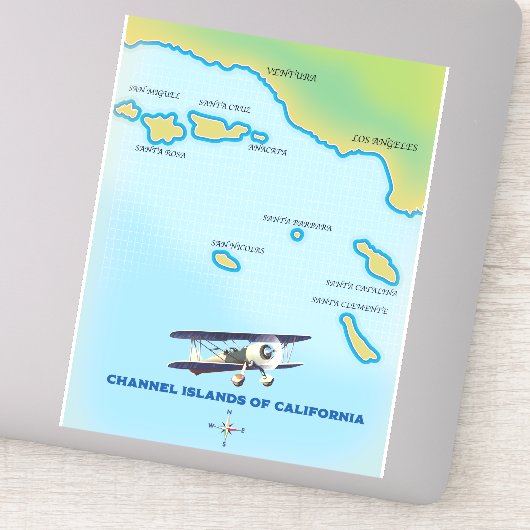 カリフォルニア州チャンネル諸島の地図 シール (詳細)